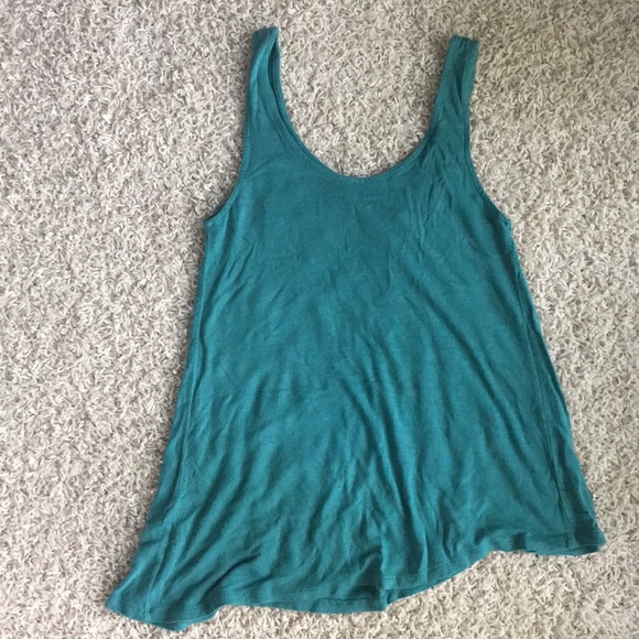 Anthropologie teal tank top with cool twist🌸 - Picture 2 of 6